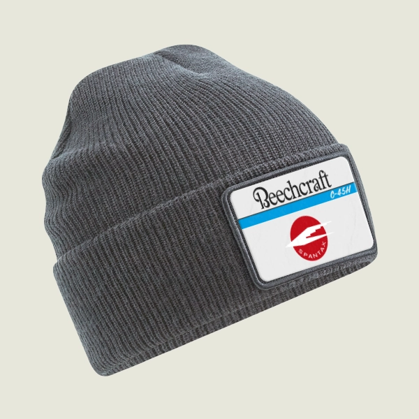Gorro lana gris personalizable – 4 parches de aviones