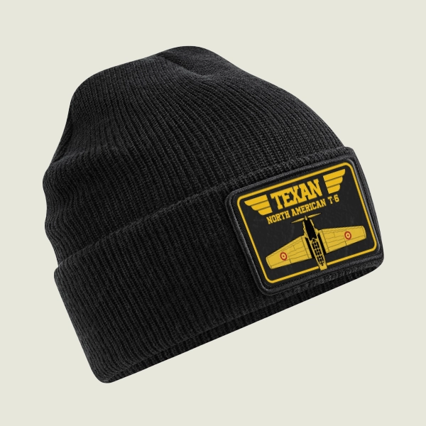 Gorro lana negro personalizable - 3 parches de aviones